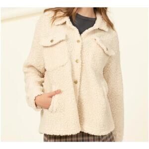 Women's Beige Teddy Shacket Size L